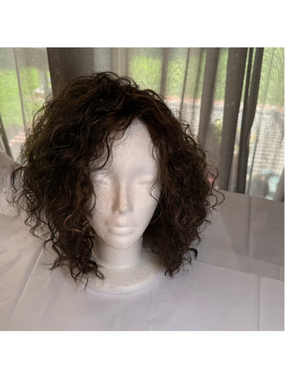 Vintage curly brunette short bob wig natural looking high quality standard adult